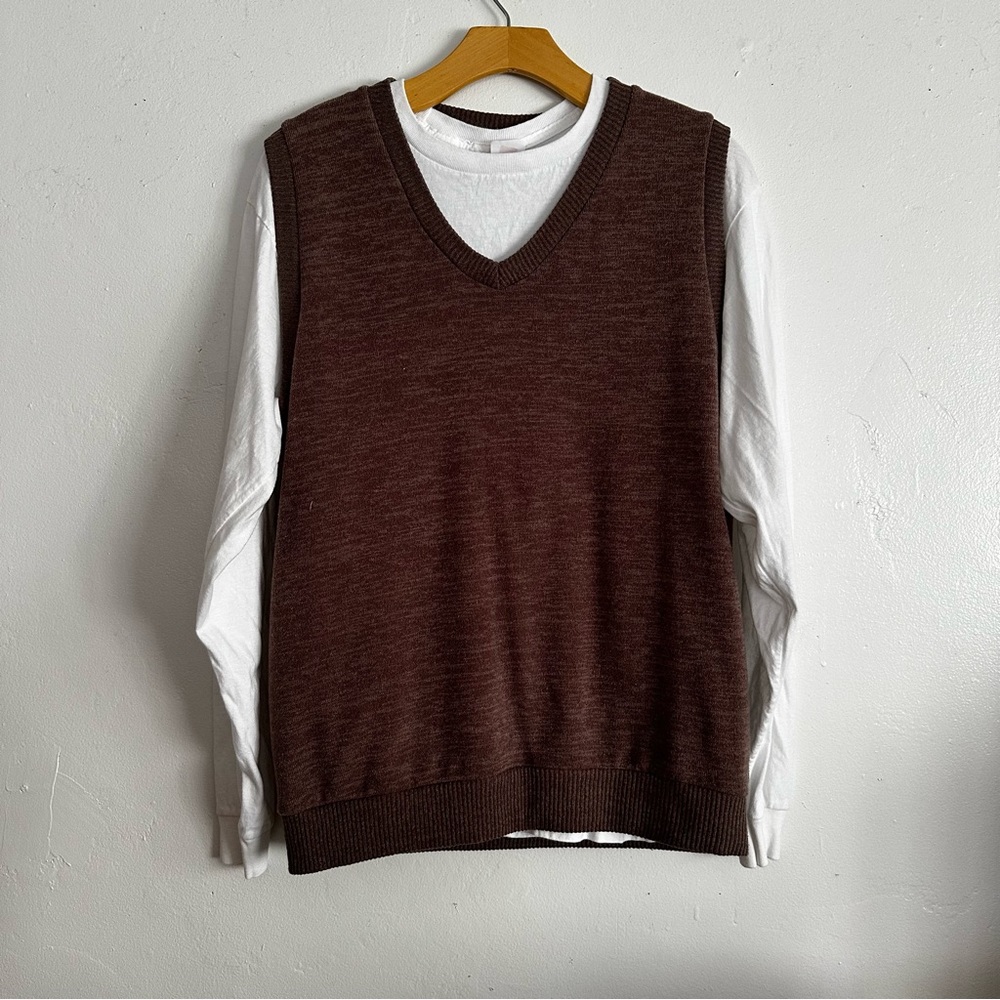 Mens brown sweater vest by OHOO